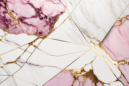 Abstract marble pink, white and gold background. Wedding invitation backdrop.の素材