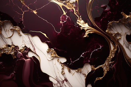 Abstract marble burgundy and gold background. Invitation backdrop.の素材