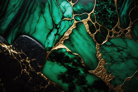 Dark green and gold marble background. Invitation, card backdrop, banner.の素材