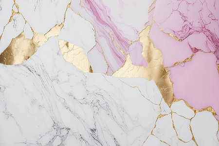 Abstract marble pink, white and gold background. Wedding invitation backdrop.の素材
