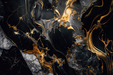Black and gold marble background. Invitation, card backdrop, banner.の素材