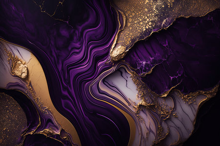 Abstract marble purple and gold background. Invitation backdrop.の素材