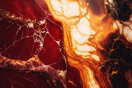 Red and gold marble background. Luxury marble stone texture. Invitation backdrop.の素材