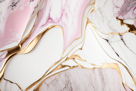 Pink, white and gold marble background. Wedding invitation, card backdrop, banner.の素材