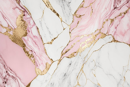 Abstract marble pink, white and gold background. Wedding invitation, card backdrop, banner.の素材