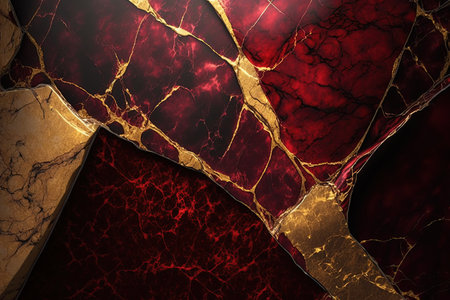 Red and gold marble background. Invitation, card backdrop, banner.の素材