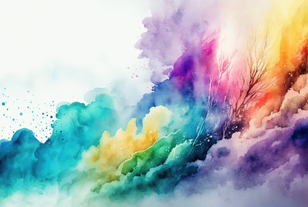 Watercolor colorful background. Rainbow backdropの素材