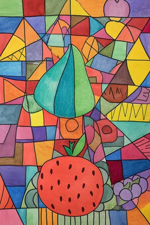 Abstract art colorful fruits background. AI generatedの素材