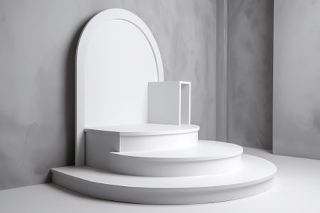 White pedestal display platform for product placement background 3d rendering. AI generatedの素材
