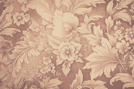 vintage flowers background. old wallpaper. AI generatedの素材