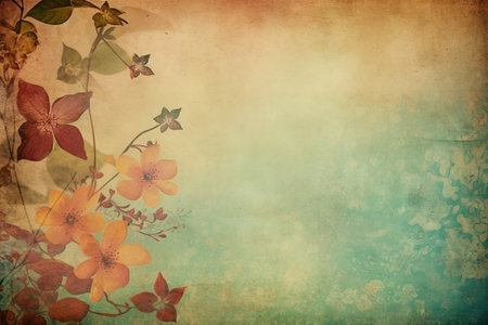 vintage flowers background. old wallpaper. AI generatedの素材