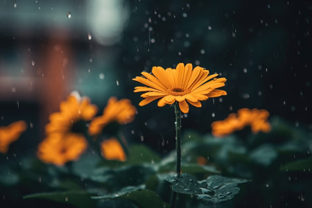 Flowers dark moody romantic background. Close-up floral card backdrop. AI generatedの素材