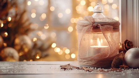 Cozy winter decor and interior close-up. New Year conceptの素材