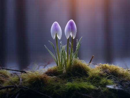 Fresh blossoming spring primroses. Springtime beautyの素材