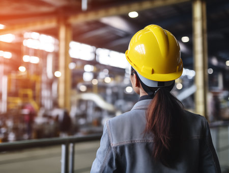 Female engineer at work close-up. Woman career conceptの素材
