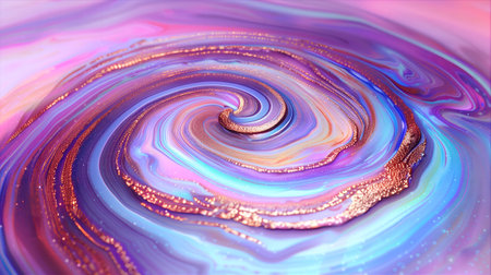 The artwork showcases vibrant swirls in a marble texture, highlighted by shimmering golden lines. Rich blues, purples, and pinks blend harmoniously, creating a captivating visual experience. The dynamic pattern evokes movement and fluidity, drawing the viewer's attentionの素材