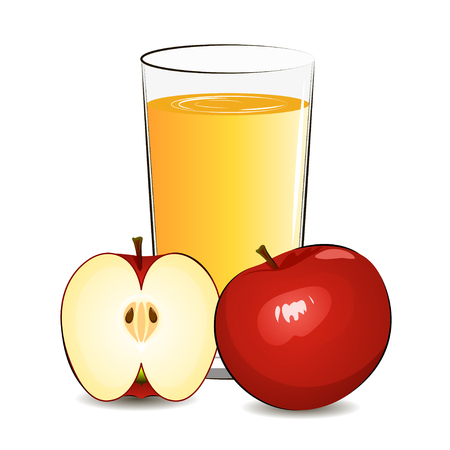 Vector illustration of glass with apple juice and applesのイラスト素材