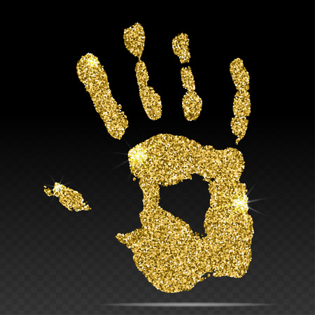 Gold print of human hand. Cute skin texture pattern. Hand illustrationのイラスト素材