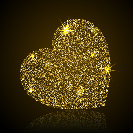 Heart vector illustration. Stylized gold heart isolated on dark backgroundのイラスト素材