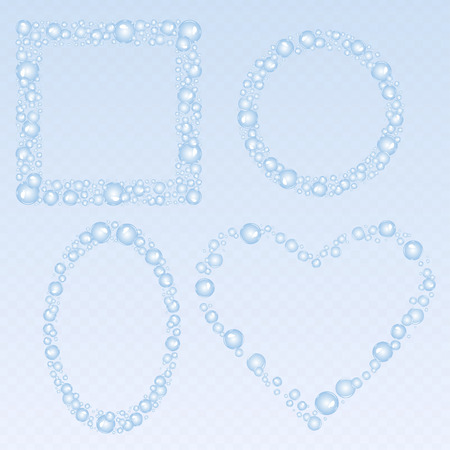 Soap bubbles background. Air bubbles vector. Bubbles frames setのイラスト素材