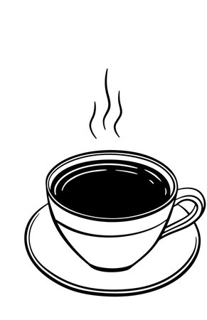 Coffee or tea cup, ink sketch style hand-drawn black and white vector illustration. Engraving styleのイラスト素材