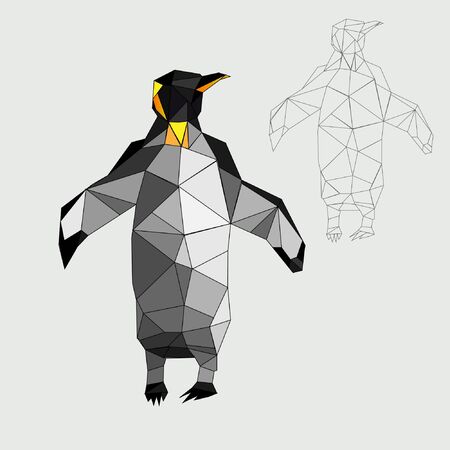 Vector image of penguin in low-poly styleのイラスト素材