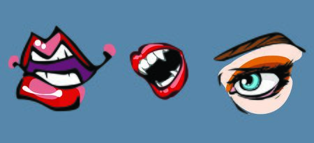 Decorative elements of the face lips and eyesのイラスト素材