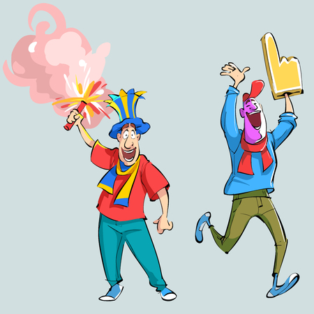 vector set of fun football fansのイラスト素材