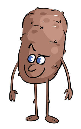 Funny cartoon potato character. Cute tuber vegetables vector illustration Eco Food icon.のイラスト素材