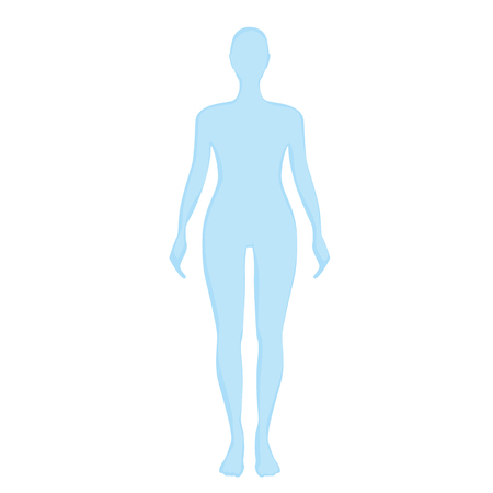 blue female silhouette on a white background.のイラスト素材