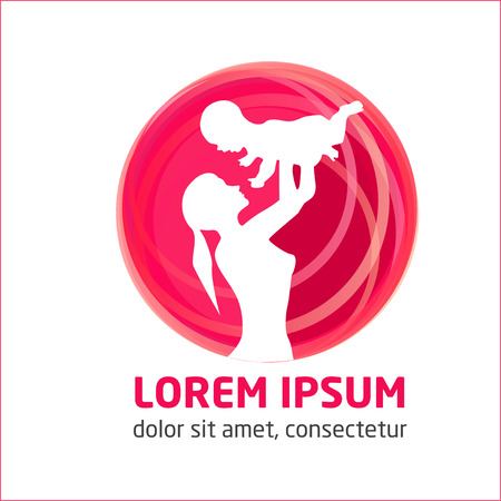 silhouette of a woman with a baby illustration.のイラスト素材