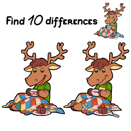 Find 10 differences (deer)のイラスト素材
