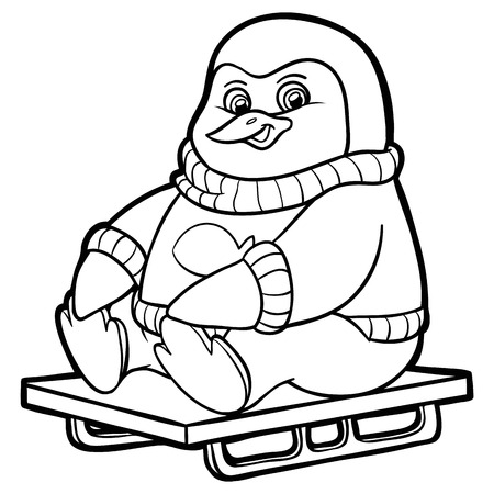 Coloring book (penguin)のイラスト素材