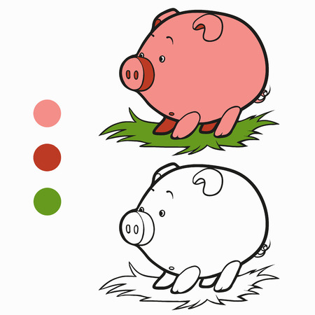 Coloring book (pig)のイラスト素材