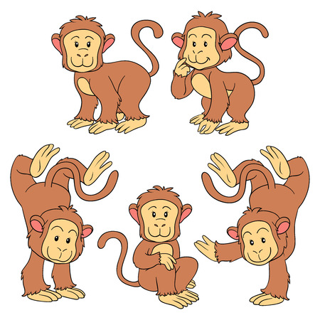 Set of vector animals (monkeys)のイラスト素材