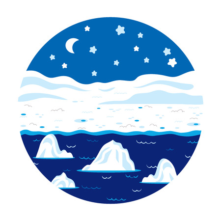 Circle locations, little landscape (winter polar night)のイラスト素材