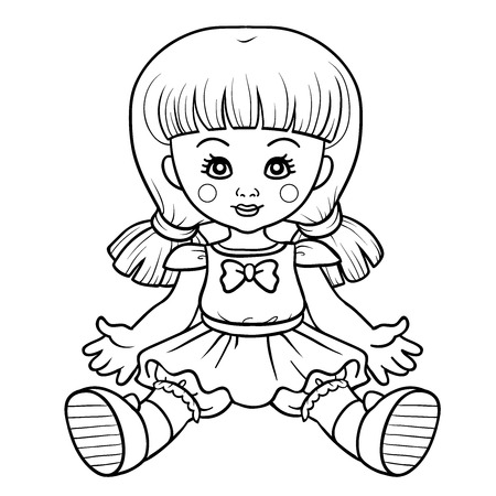 Coloring book (doll)のイラスト素材