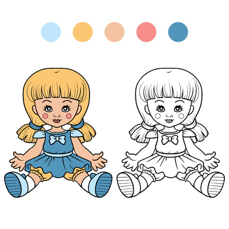 Coloring book (doll)のイラスト素材