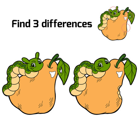 Find 3 differences (pear and caterpillar)のイラスト素材