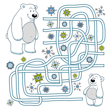 Maze game (polar bears)のイラスト素材