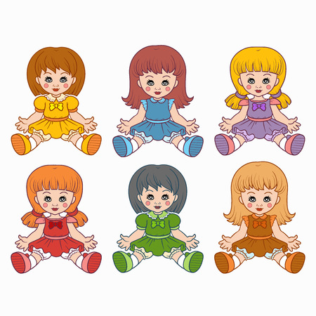 Colorful vector set with dolls for kidsのイラスト素材