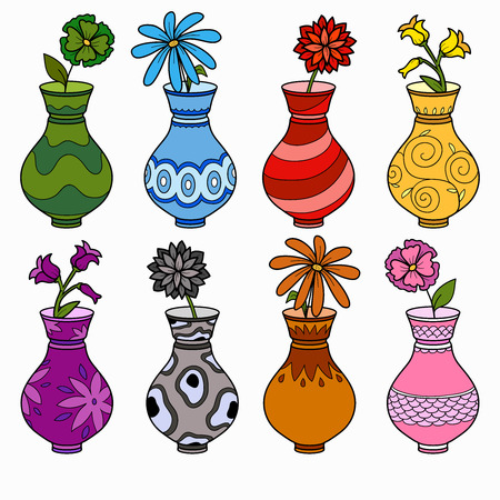 Vector set of vases, study of colors for childrenのイラスト素材