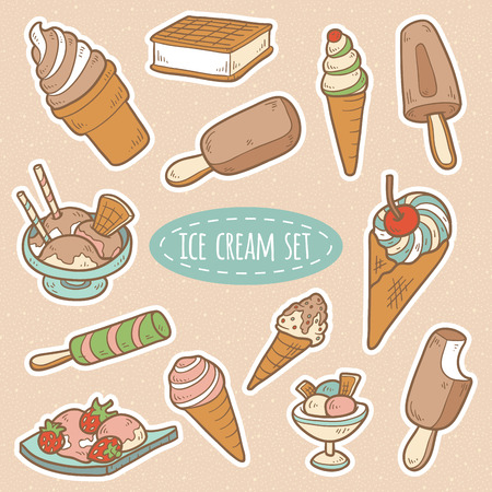 Set of vector ice creamのイラスト素材