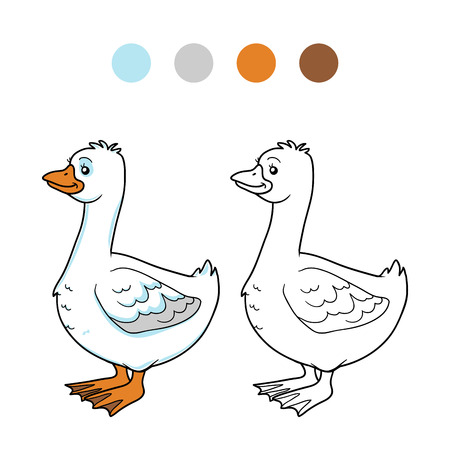 Game for children: Coloring book (goose)のイラスト素材