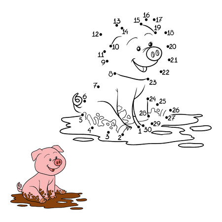 Game for children: Numbers game (pig and puddle)のイラスト素材