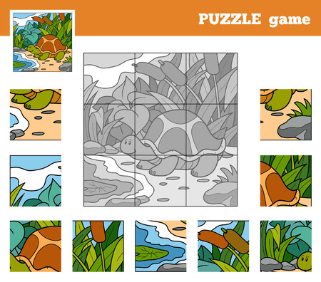 Puzzle Game for children with animals (turtle)のイラスト素材