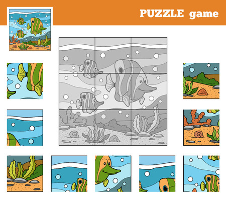 Puzzle Game for children with animals (fish family)のイラスト素材