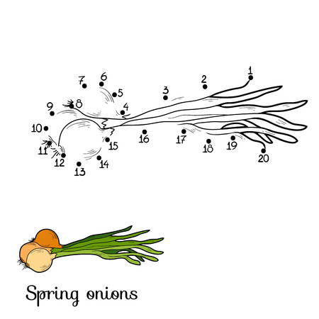 Numbers game for children: fruits and vegetables (spring onions)のイラスト素材