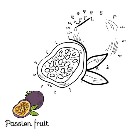 Numbers vector game for children: fruits and vegetables (passion fruit)のイラスト素材