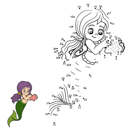 Numbers vector game for children (mermaids)のイラスト素材